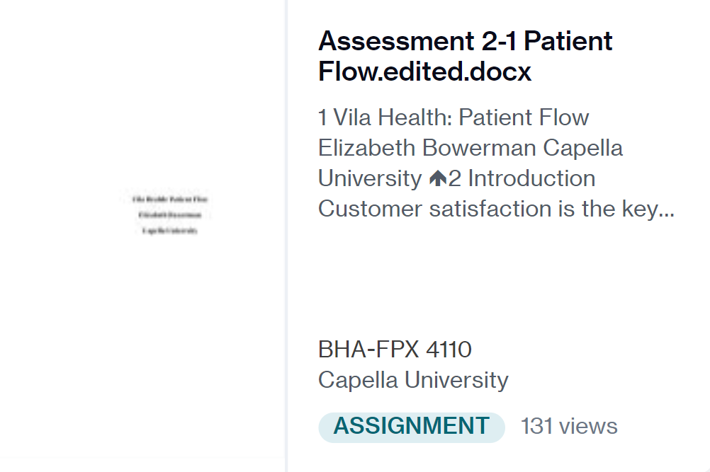 Assessment 2-1 patient flow