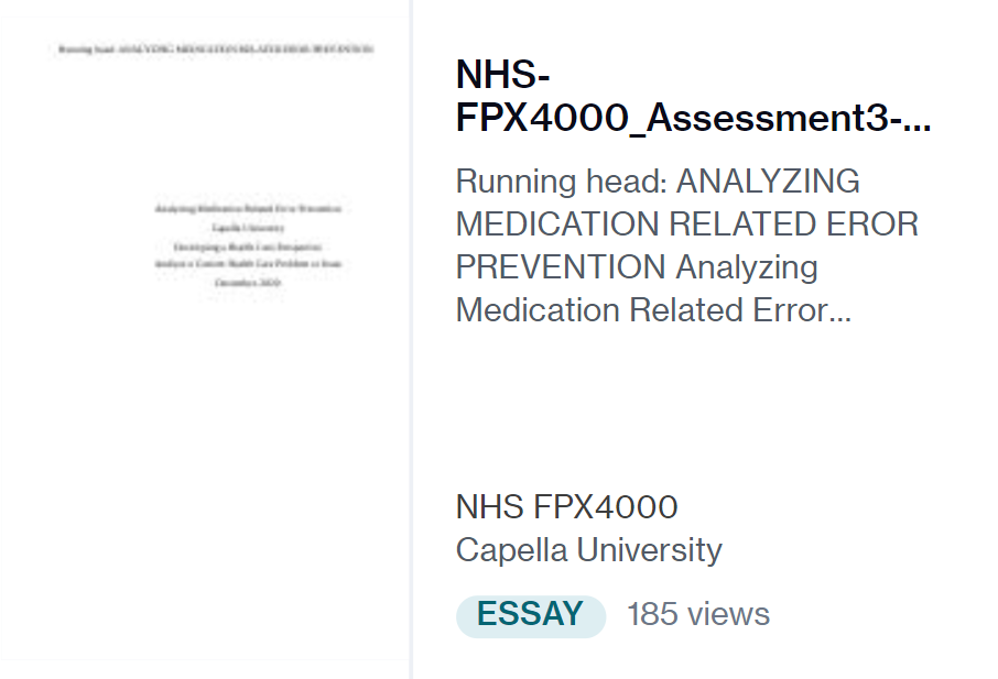 NHS-FPX4000 assessment 3 solution